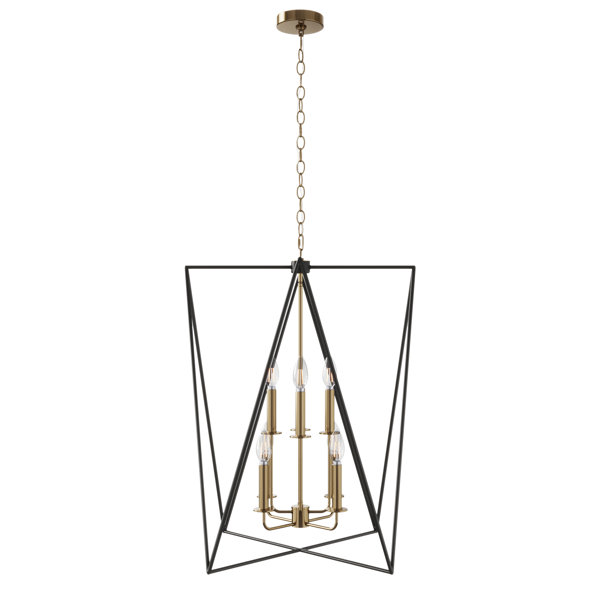 Gracie Oaks 8Light Gold Candle Farmhouse Adjustable Linear Pendant